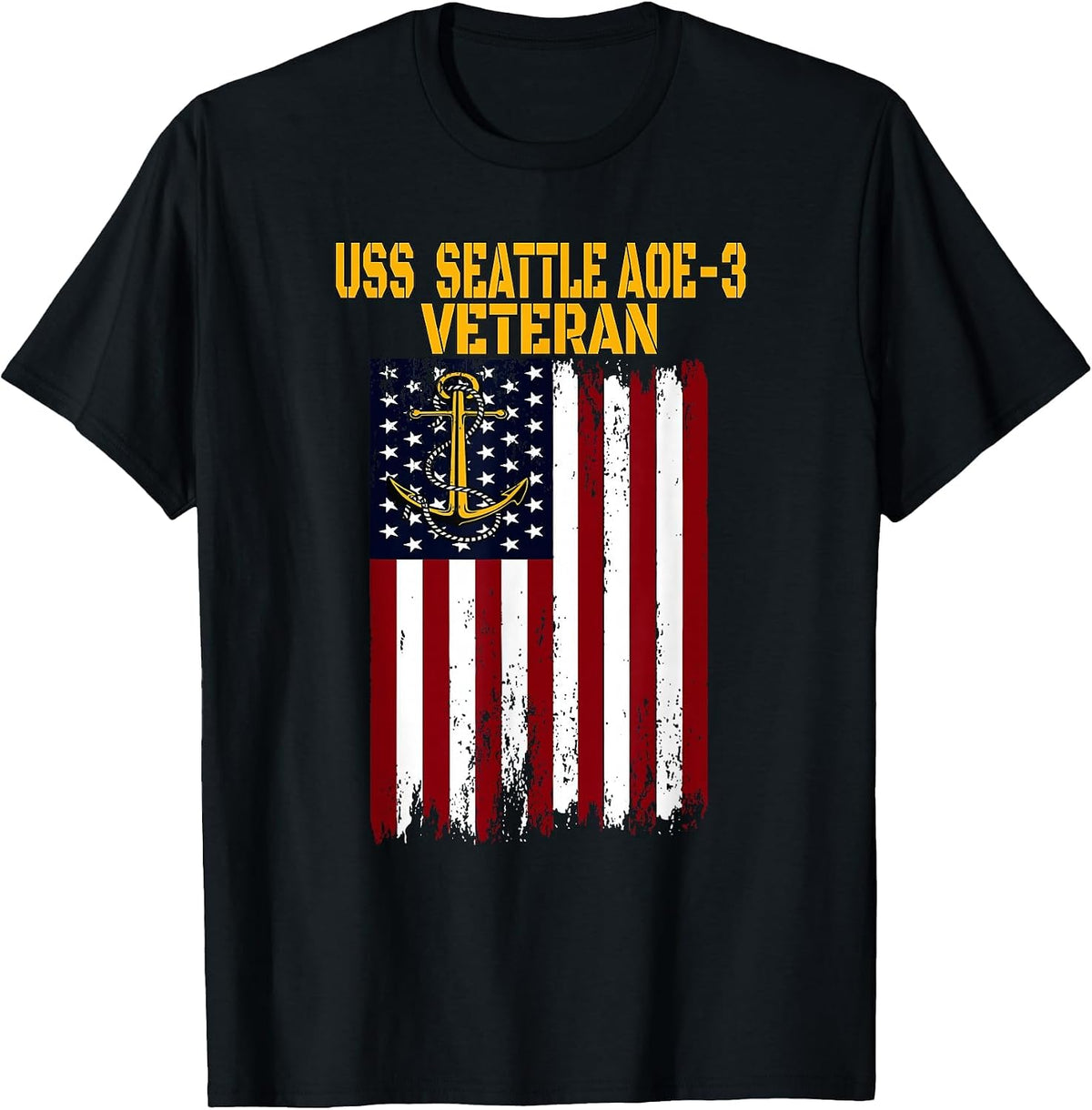 USS Seattle AOE-3 Fast Combat Support Ship Veterans Day T-Shirt - Black