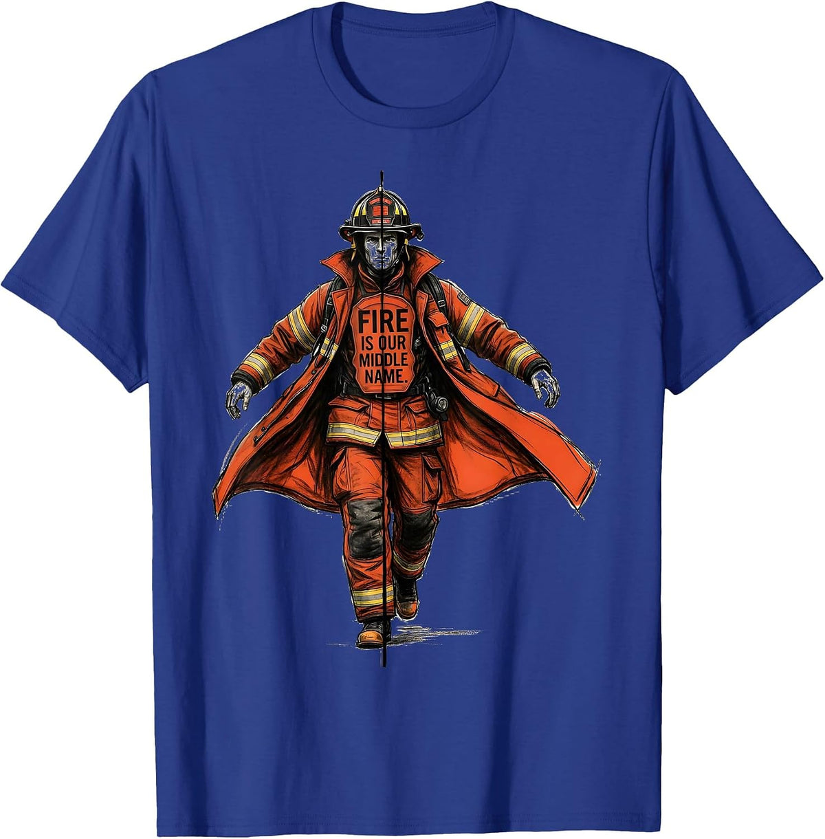 Men's Fire Is Our Middle Name Fire Department Design T-Shirt - Royal Blue