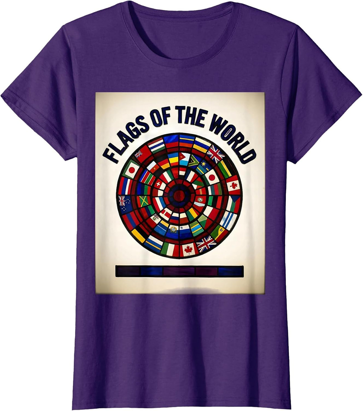 Women's Flags Of The World Stained Glass Mosaic Geography Lover Gift T-Shirt - Purple
