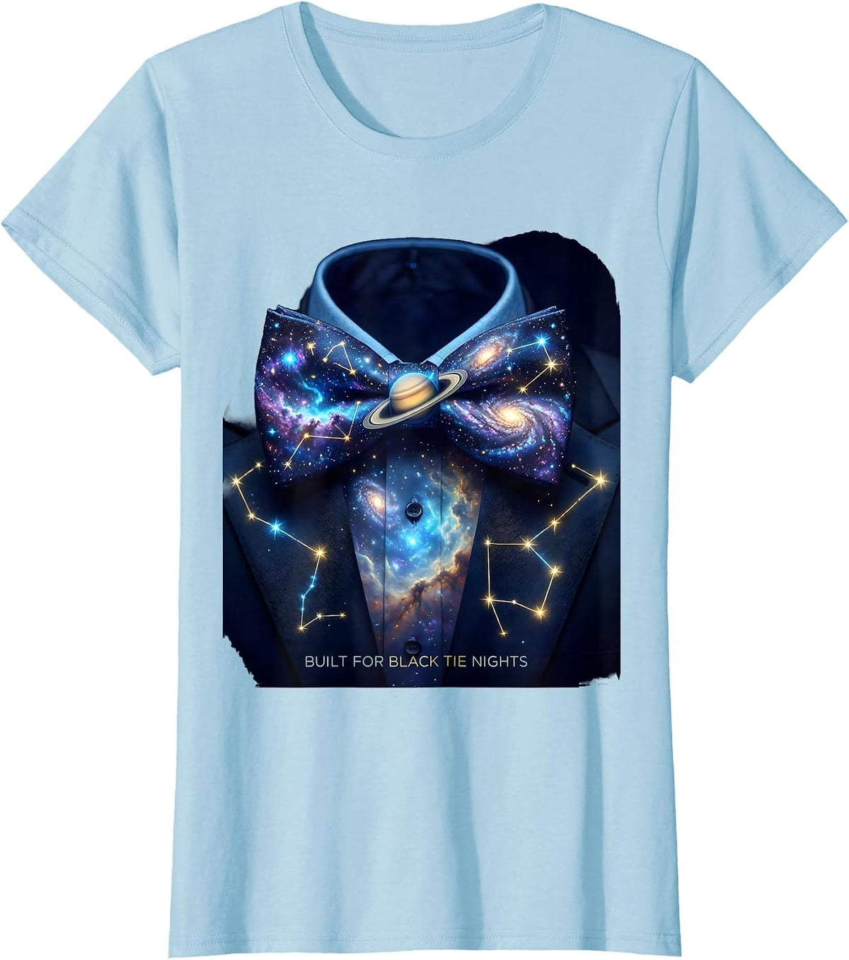 Women's Built for Black Tie Nights Tuxedo Graphic T-Shirt - Baby Blue