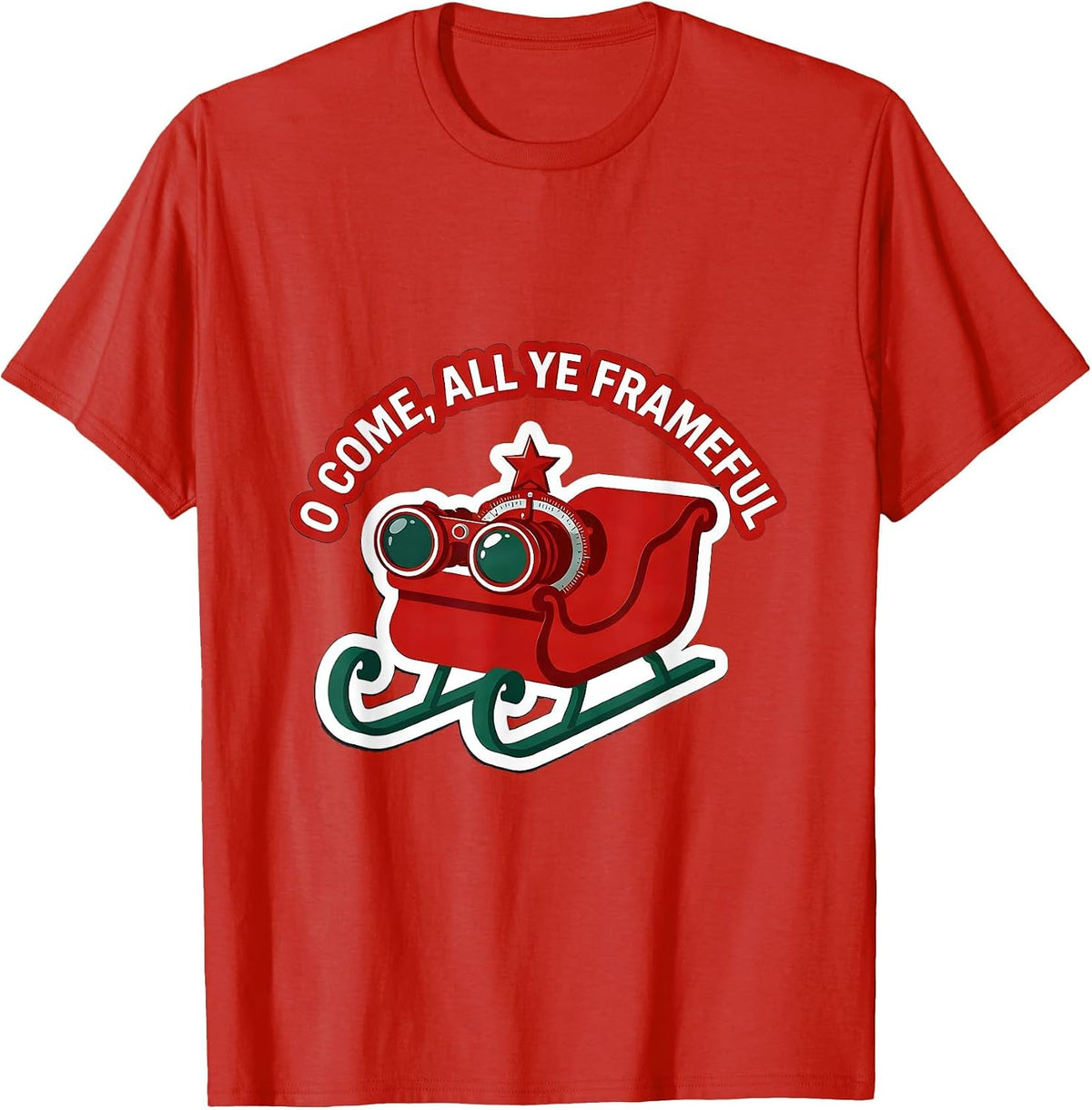 Men's O Come, All Ye Frameful Funny Optometrist Christmas Clinic T-Shirt - Red