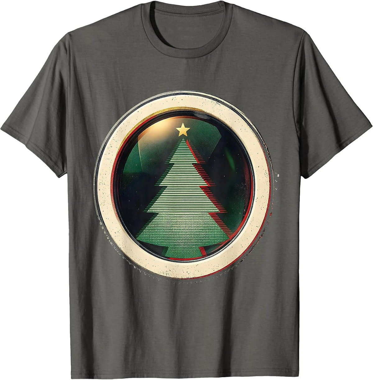 Men's Christmas Tree Eye Lens Optometrist Humor Workwear T-Shirt - Asphalt Grey