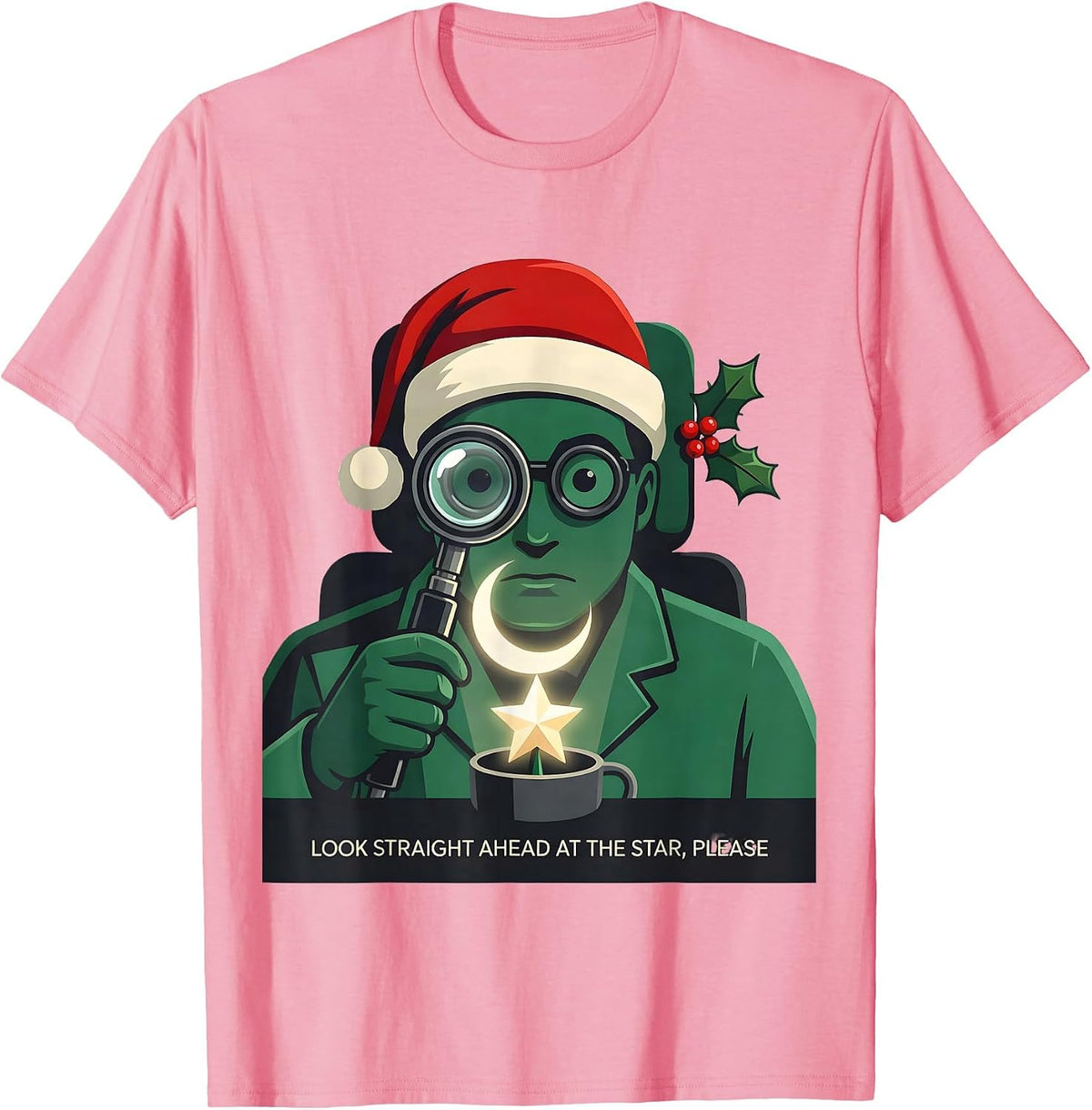 Men's Look Straight Ahead At The Star, Please Funny Optometrist T-Shirt - Pink