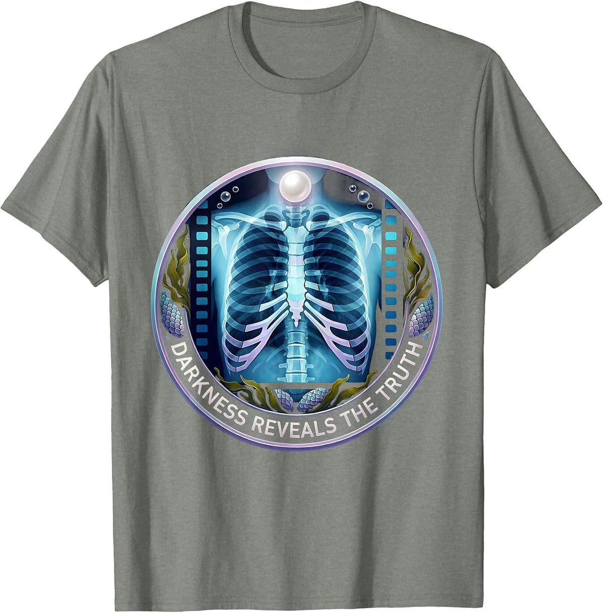 Men's Darkness Reveals The Truth Radiology Design T-Shirt - Olive Heather