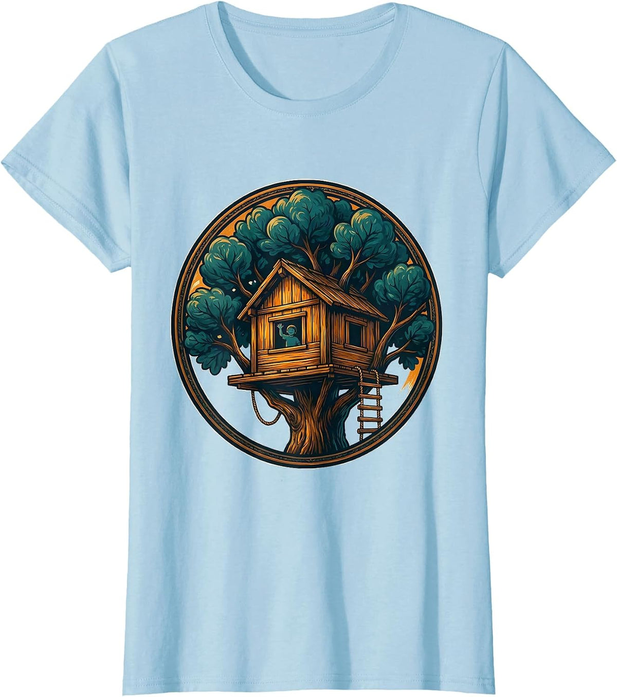 Hello From the Treehouse Cute Kids Climbing Design T-Shirt - Baby Blue