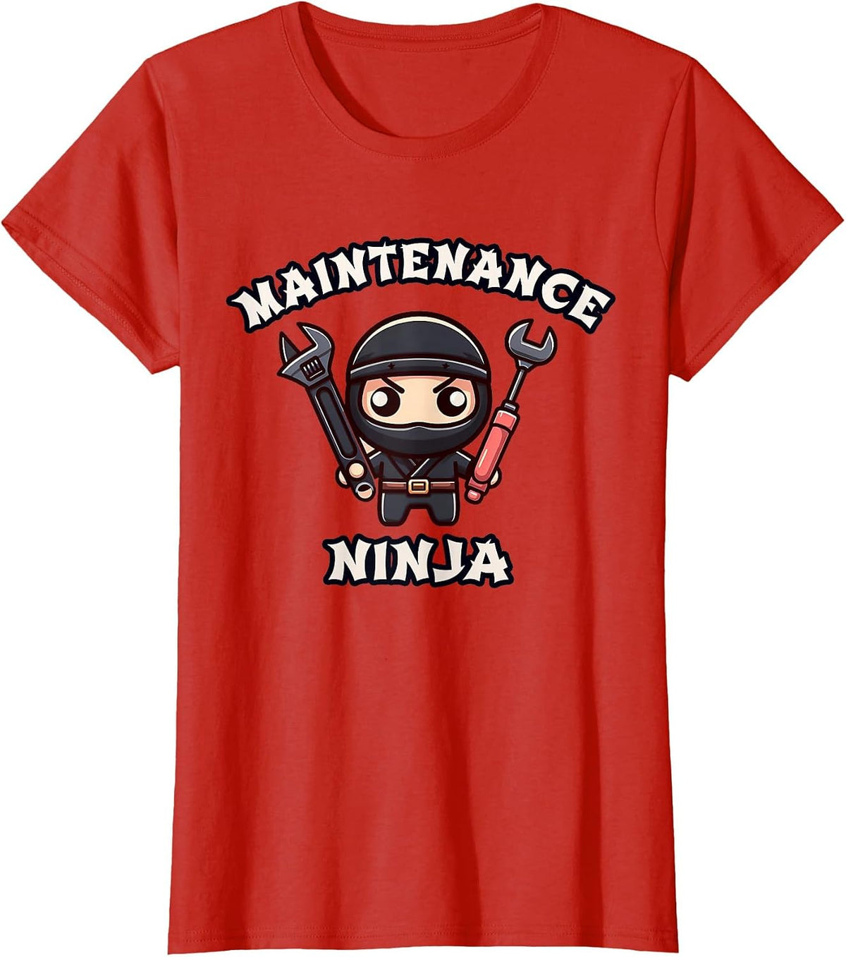 Funny Maintenance Ninja Upkeep Technician Repair Team T-Shirt - Red