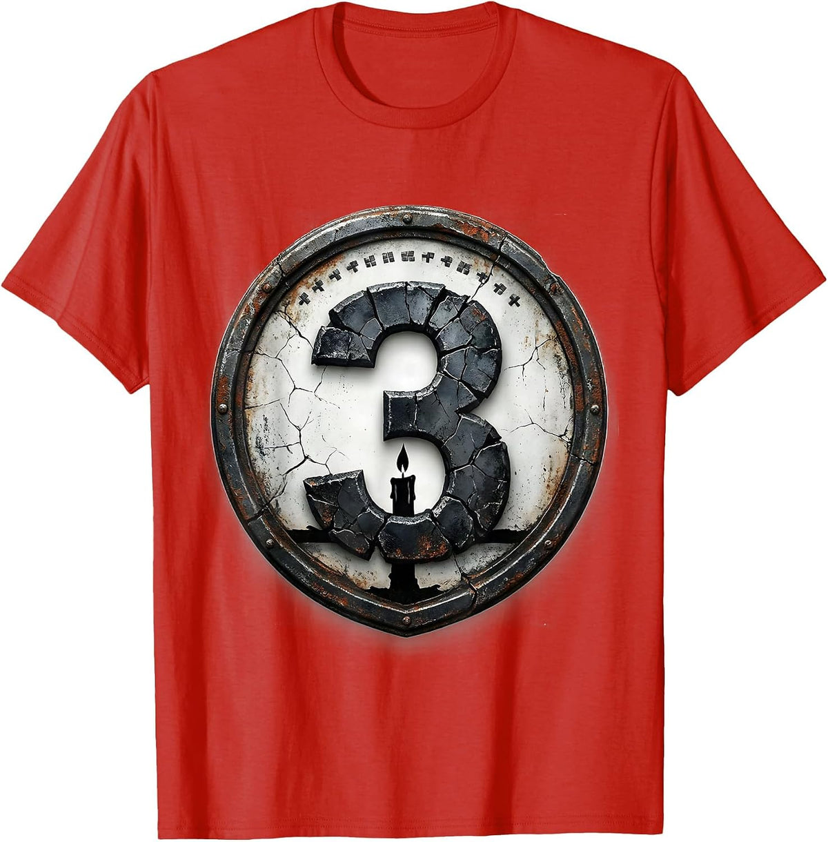 Men's Distressed Shield Birthday Family Role Humor Gift T-Shirt - Red