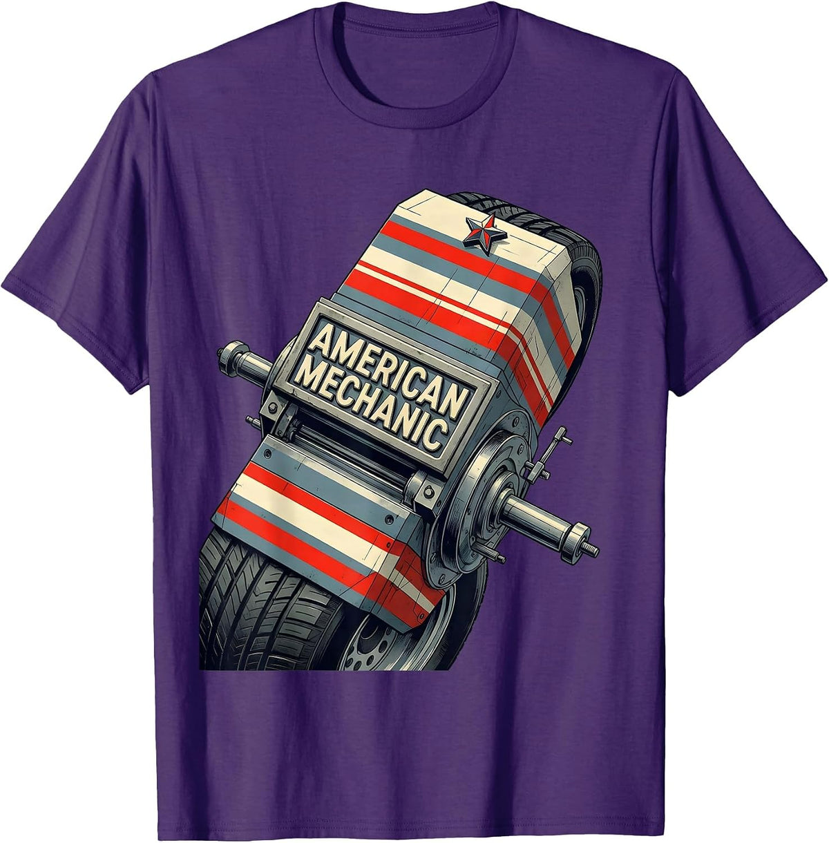 American Mechanic Patriotic Tradesman Blue Collar Worker T-Shirt - Purple