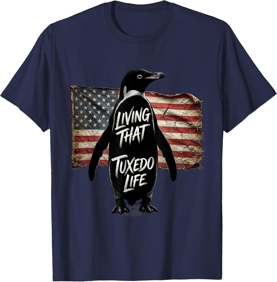 Living That Tuxedo Life Formal Style Design T-Shirt - Navy Blue