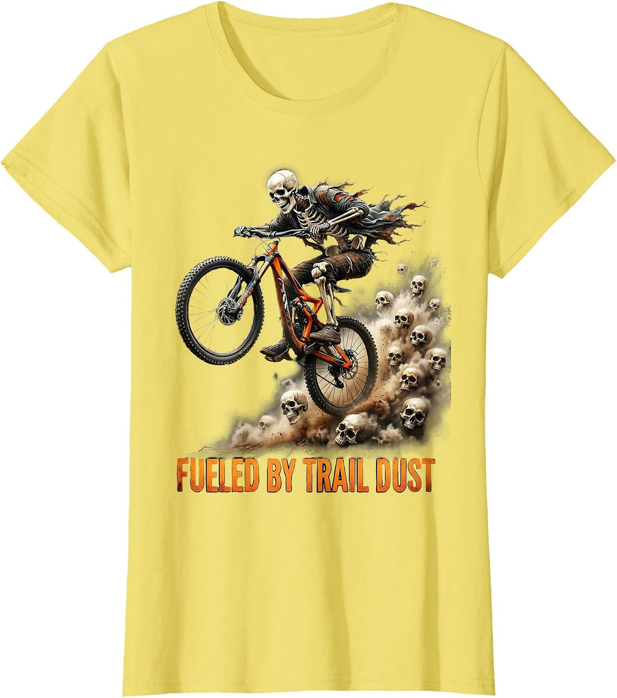 Fueled by Trail Dust Mountain Bike Design T-Shirt - Lemon Yellow