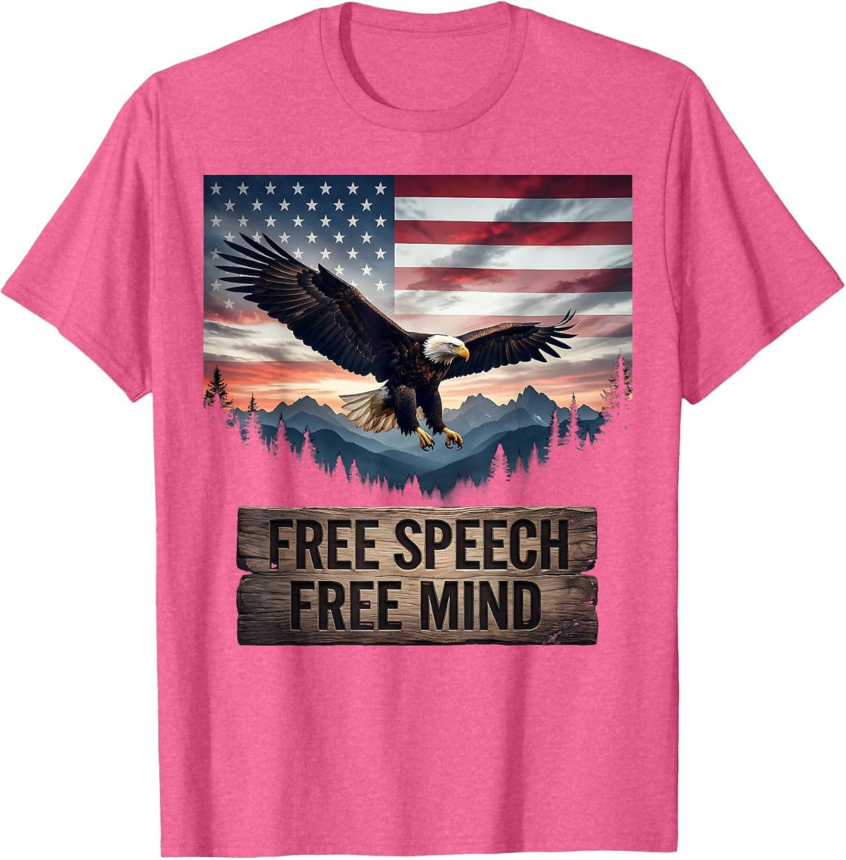 Free Speech Free Mind Bold Statement Design T-Shirt - Pink Heather