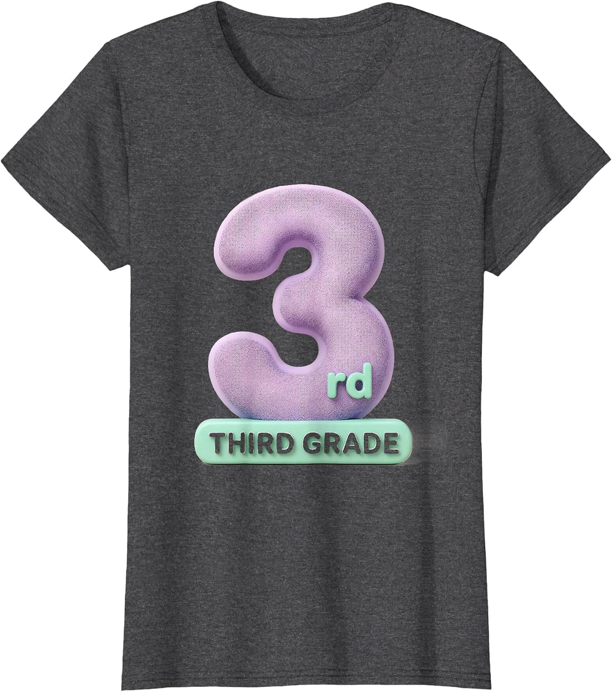 Women's Third Grade Cute Kawaii Elementary Teacher Back To School T-Shirt - Dark Heather Grey