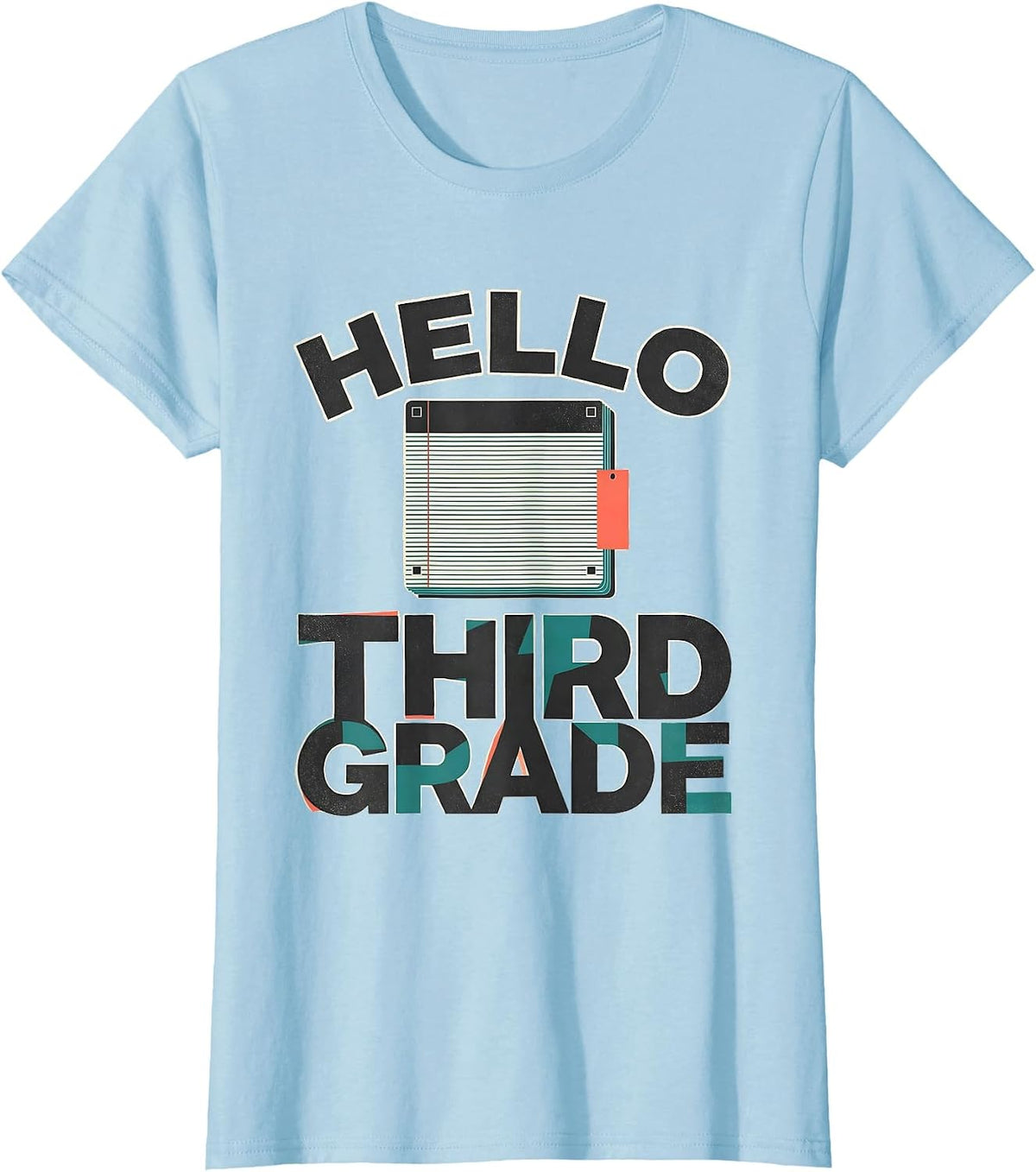 Hello, Third Grade Midcentury Modern Retro Teacher Student T-Shirt - Baby Blue