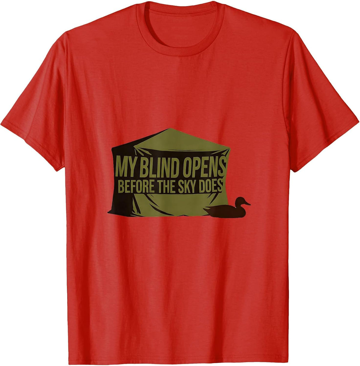 Men's My Blind Opens Before The Sky Does Minimalist Duck Hunting T-Shirt - Red