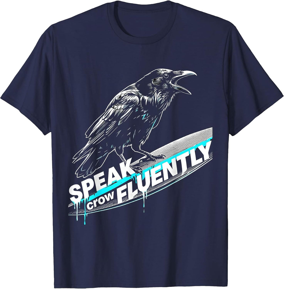 Men's Speak Crow Fluently Funny Bird Lover Design T-Shirt - Navy Blue