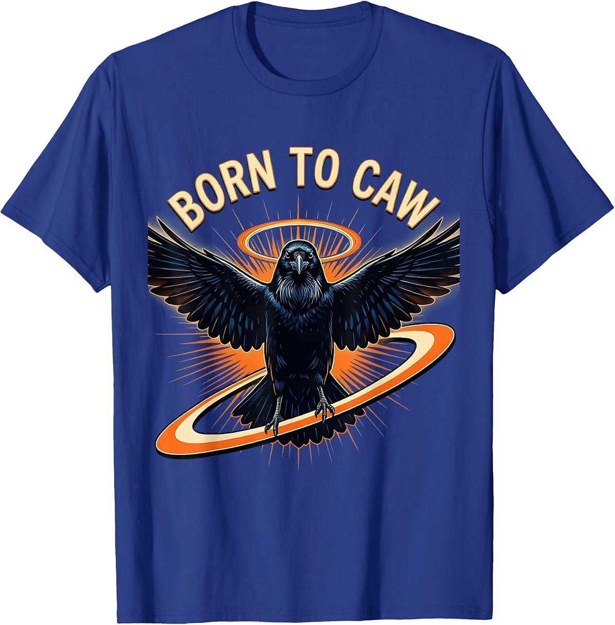 Men's Born to Caw Crow Bird Lover Design T-Shirt - Royal Blue