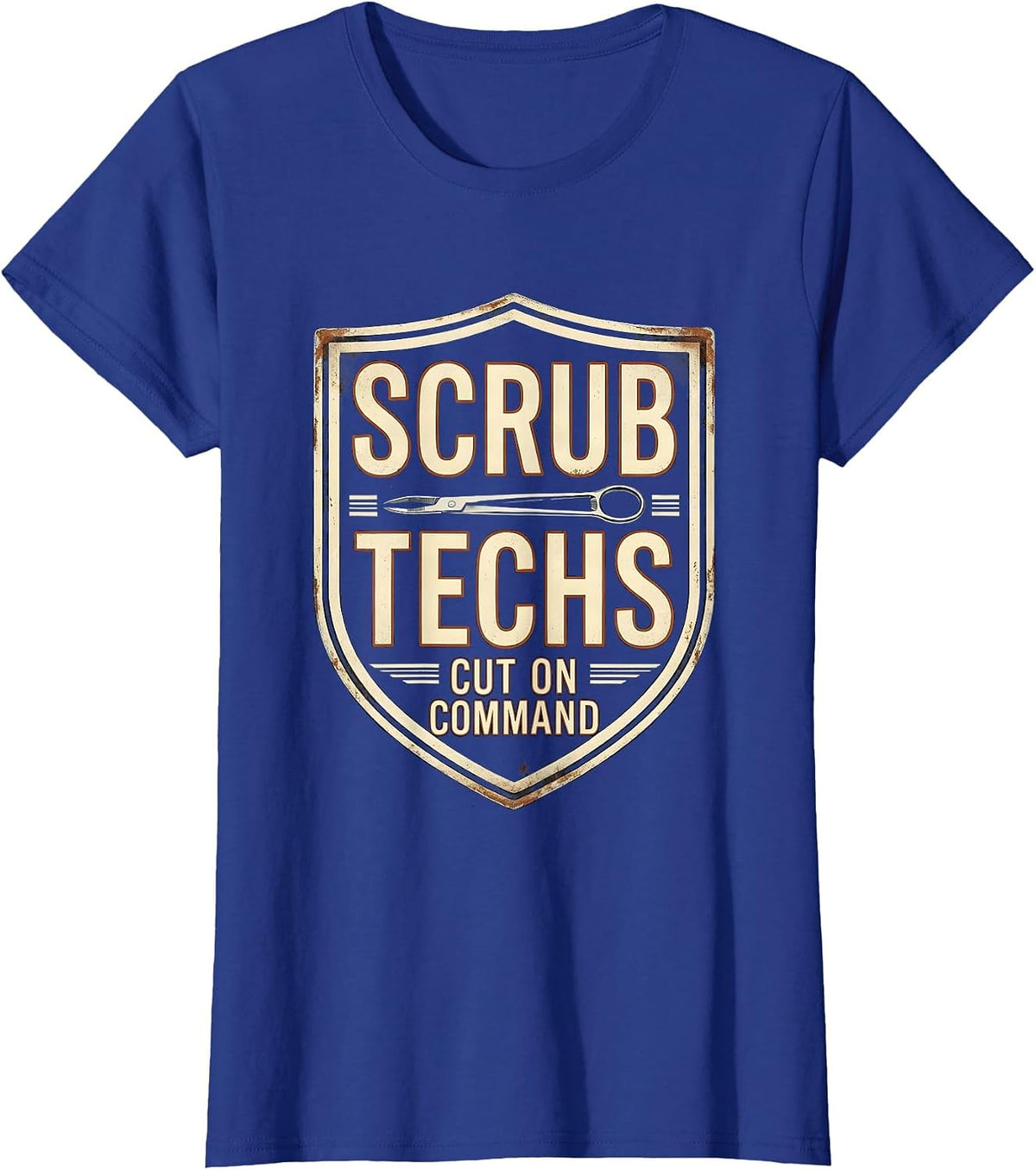 Women's Scrub Techs Cut On Command Vintage Surgical Tech Humor T-Shirt - Royal Blue