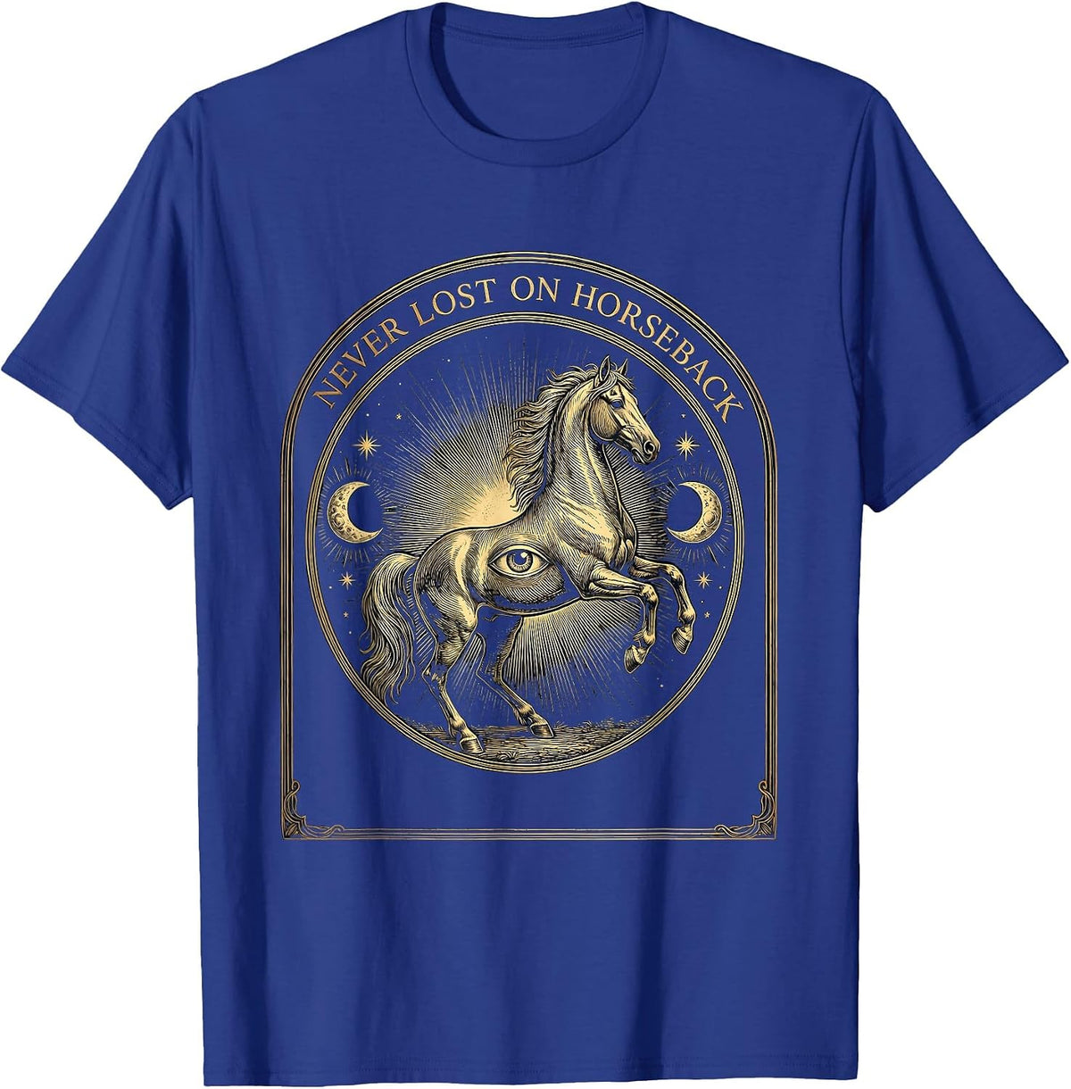 Never Lost on Horseback Cowboy Design T-Shirt - Royal Blue