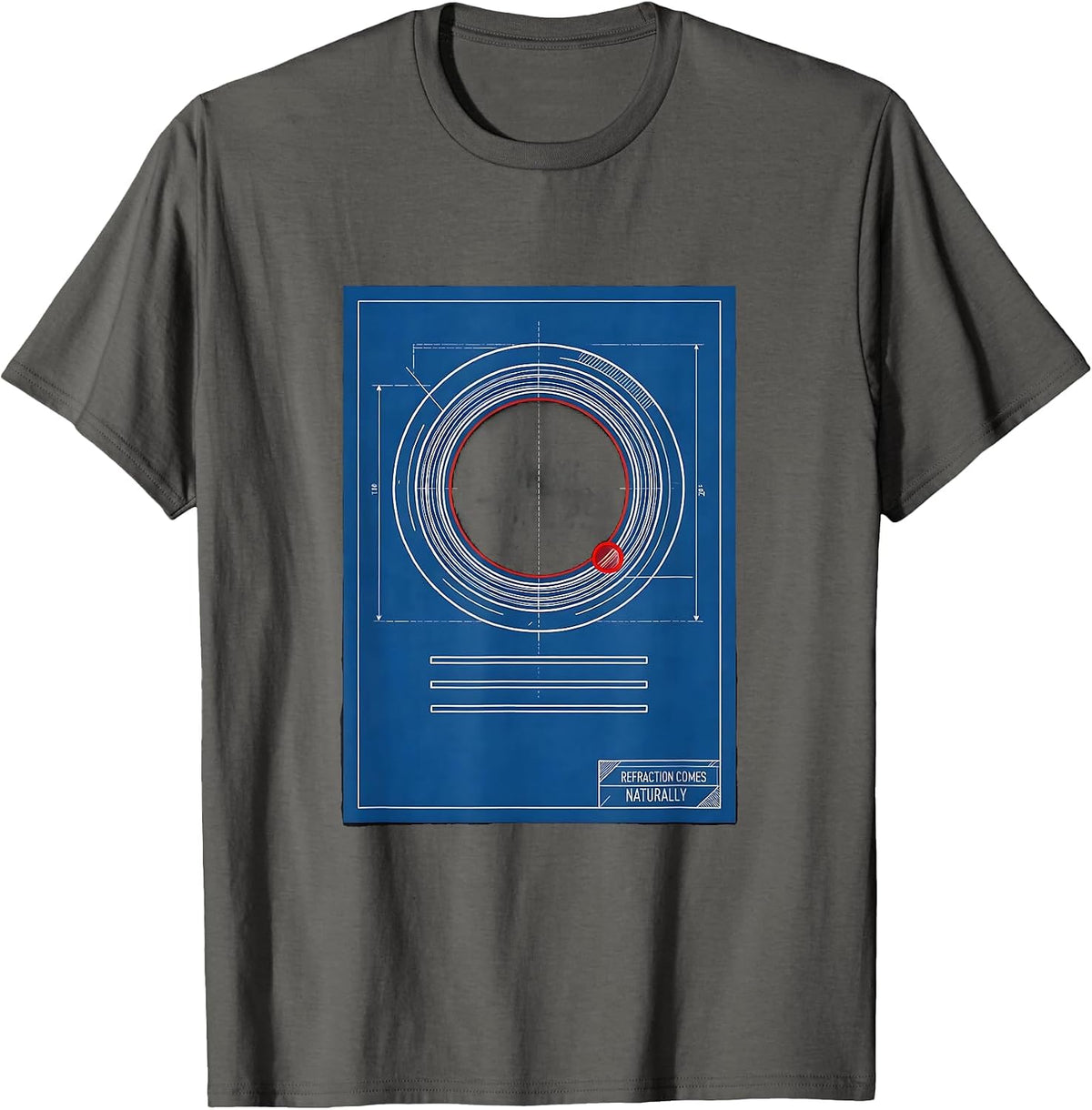 Refraction Comes Naturally Technical Blueprint Optometry T-Shirt - Asphalt Grey