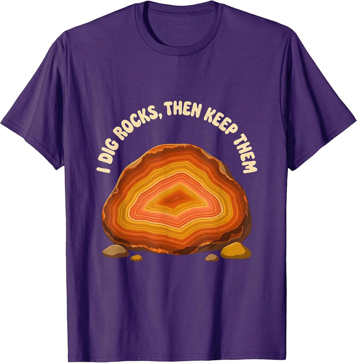 Men's I Dig Rocks Then Keep Them Retro 70s Rock Collector Geology T-Shirt - Purple