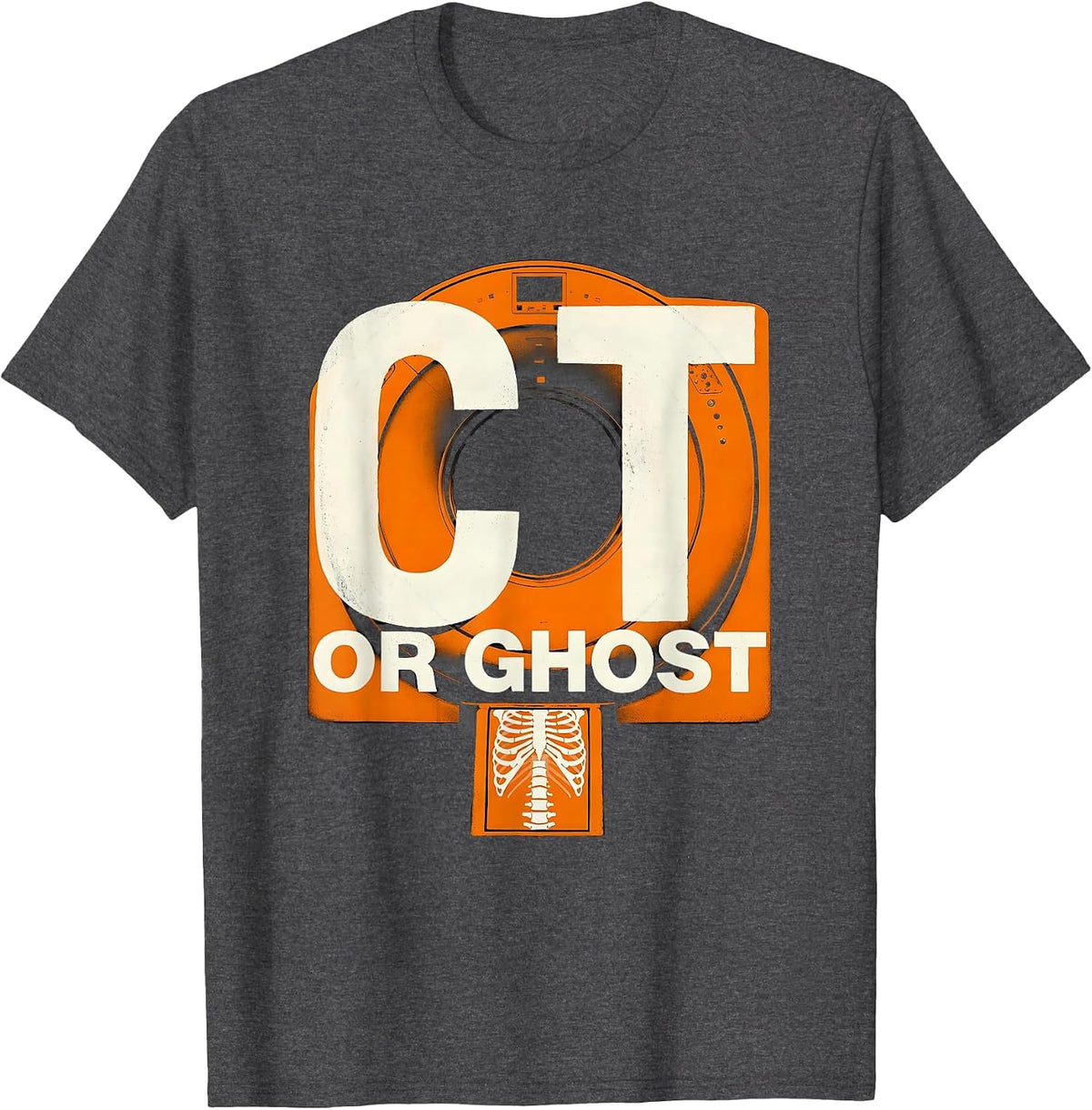 Men's Ghost Or CT Funny Radiology Tech Halloween Workplace Humor T-Shirt - Dark Heather Grey