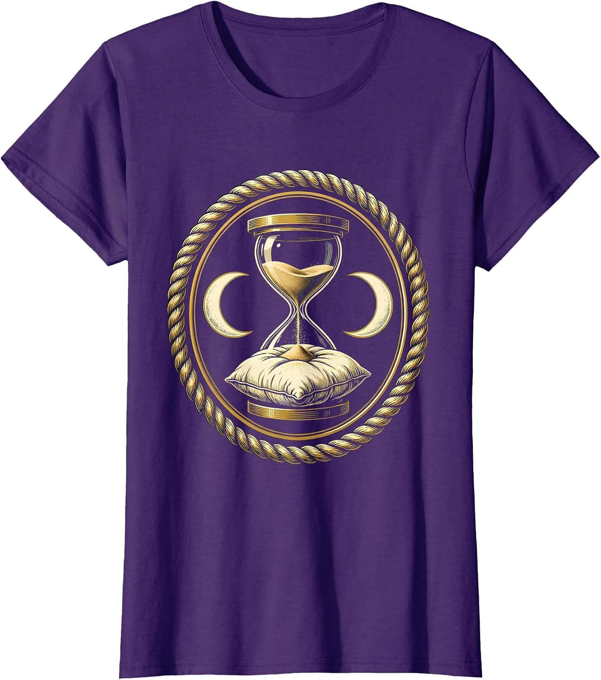 Women's Hourglass Dripping Into Pillow Sleep Art Design T-Shirt - Purple