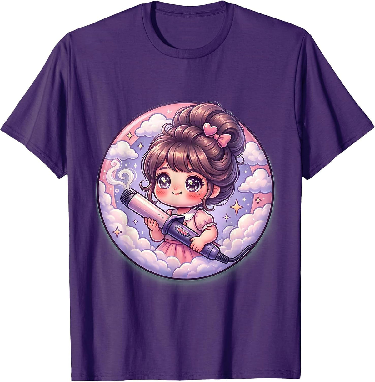 Dance Mom Curling Iron Glam Illustration T-Shirt - Purple