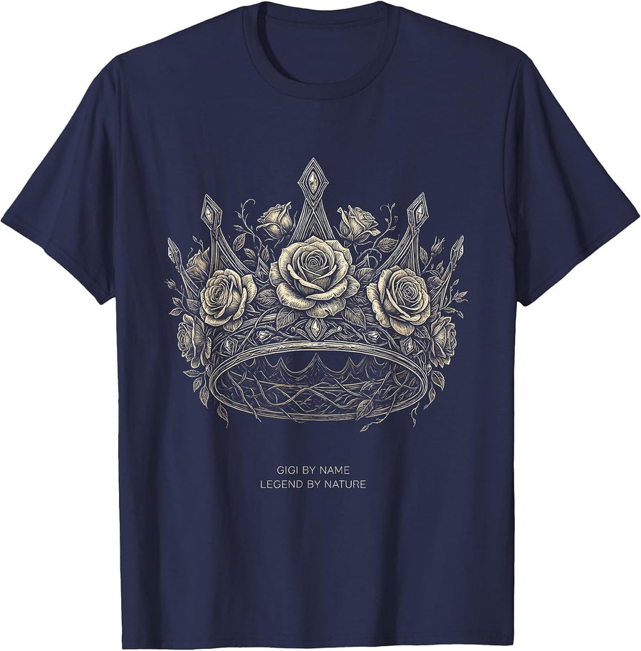 Gigi By Name Legend By Nature Gift Design T-Shirt - Navy Blue