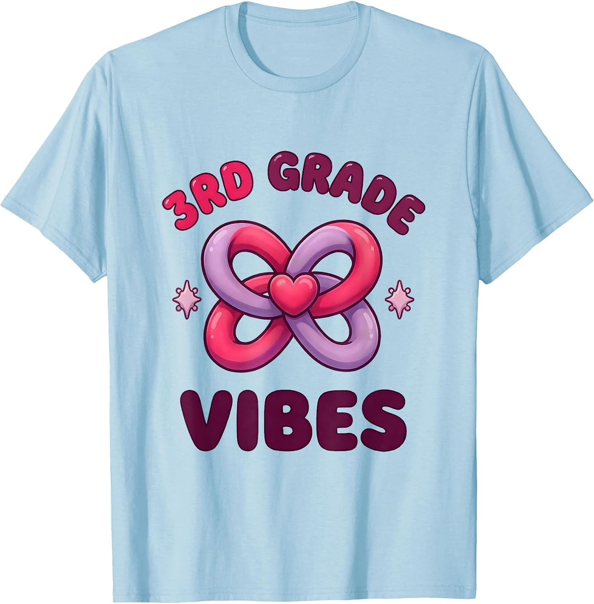 Men's 3rd Grade Vibes Cute Kawaii Bow Back to School Girl T-Shirt - Baby Blue