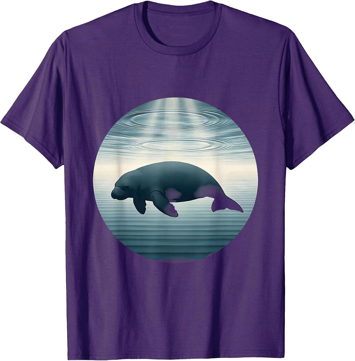 Gulf of America Manatee Underwater Art Design T-Shirt - Purple