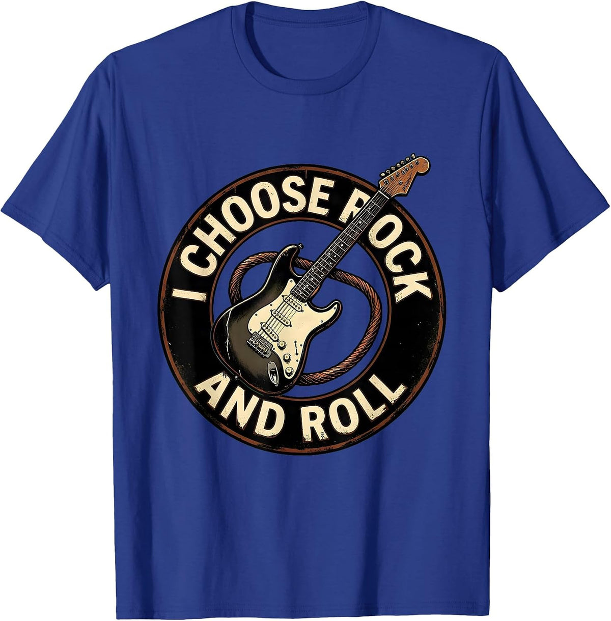 Men's I Choose Rock And Roll Vintage Rock Music Fan Heavy Metal T-Shirt - Royal Blue