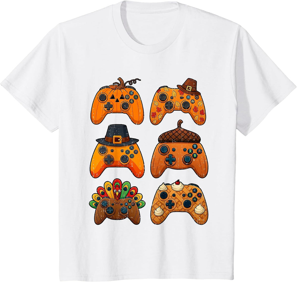 Gamer Turkey Fall Thanksgiving Video Game Gaming Teen Boys T-Shirt - White