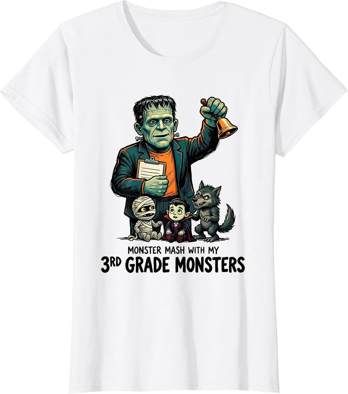 Monster Mash With My 3rd Grade Monsters Funny Teacher T-Shirt - White