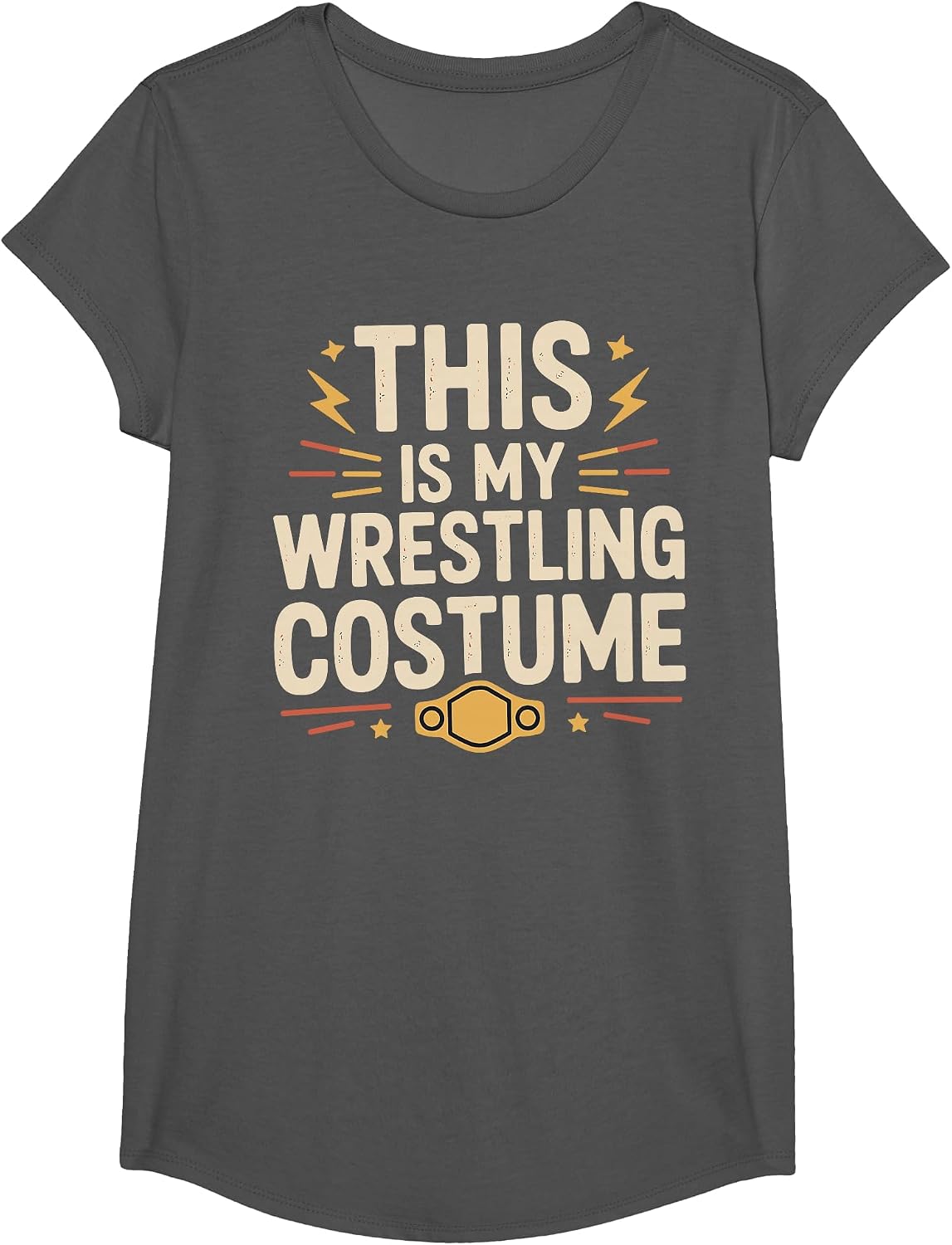 This is My Wrestling Costume - Halloween Wrestler Joke T-Shirt - Girls Asphalt Grey
