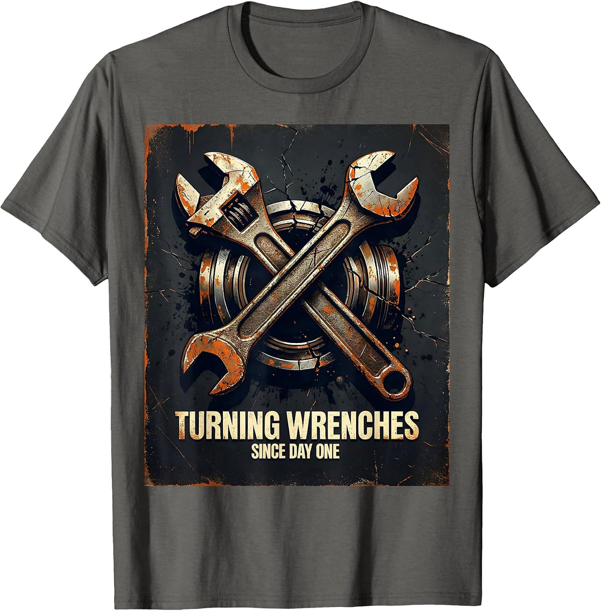 Men's Valley Forge Automotive Turning Wrenches Since Day One T-Shirt - Asphalt Grey