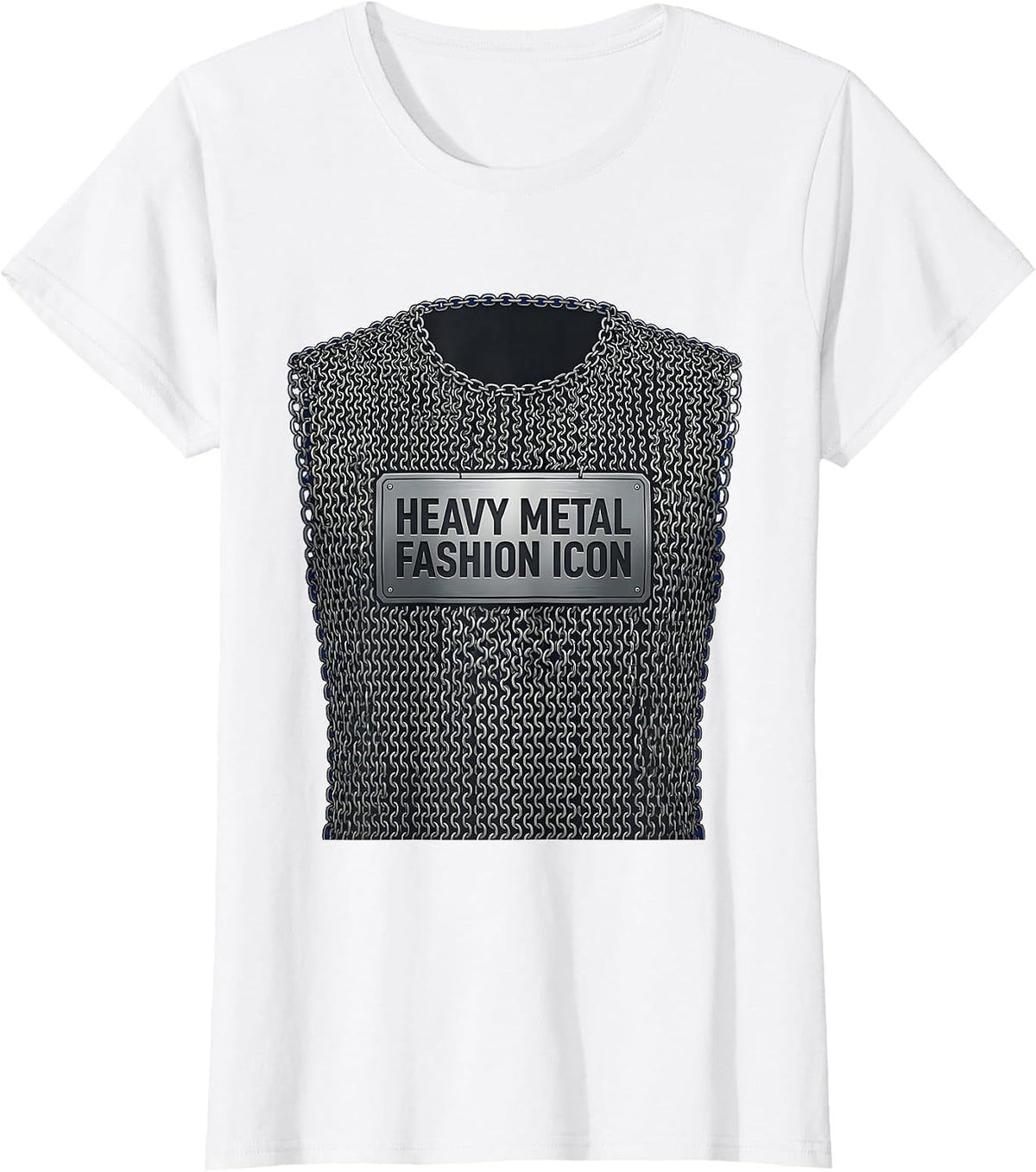 Heavy Metal Fashion Icon Chainmail Design T-Shirt - White