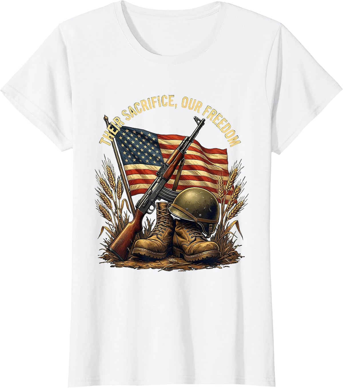Home of the Free Because of the Brave Design T-Shirt - White