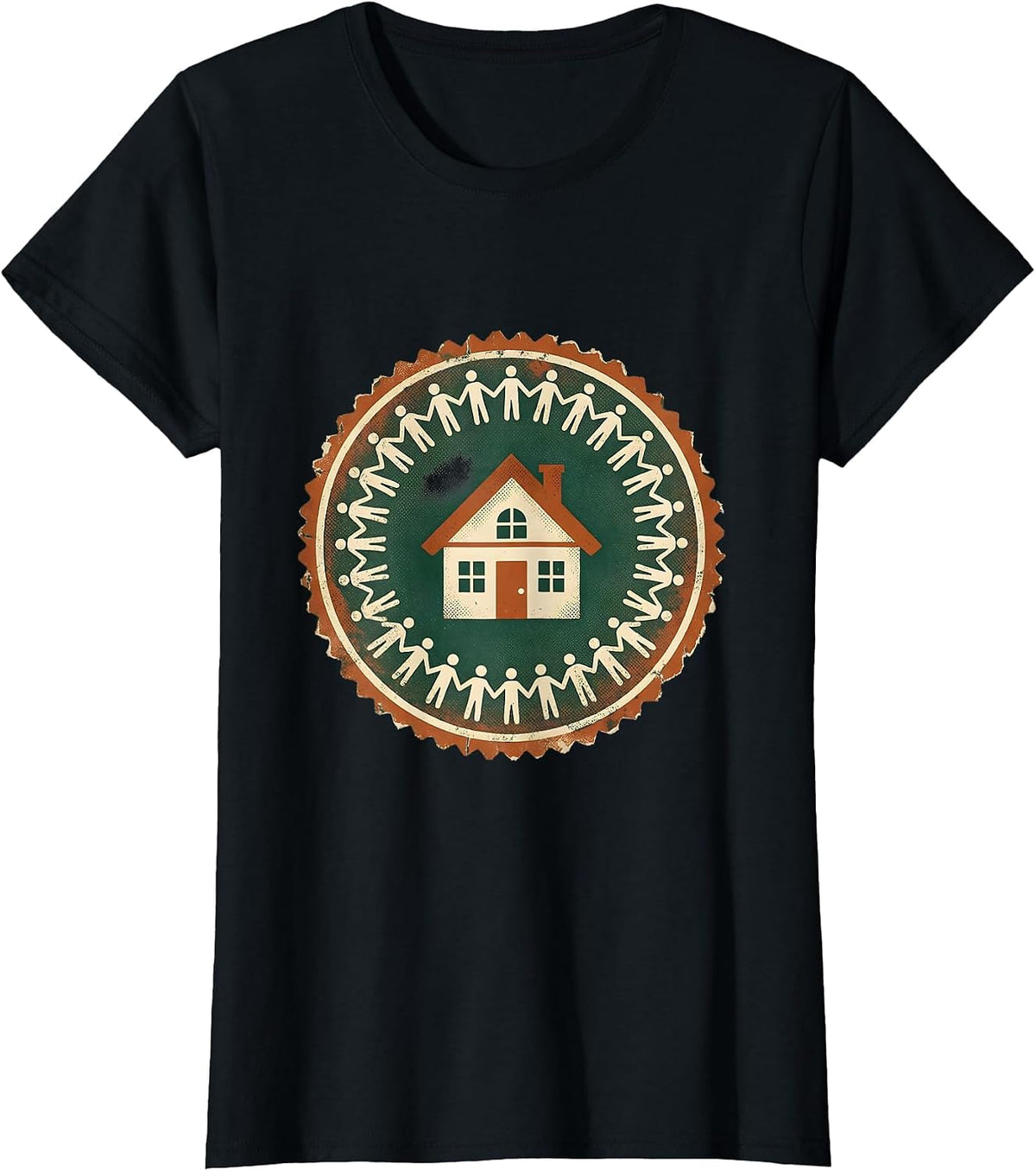 Amistad House Paper Chain Community Art T-Shirt - Black