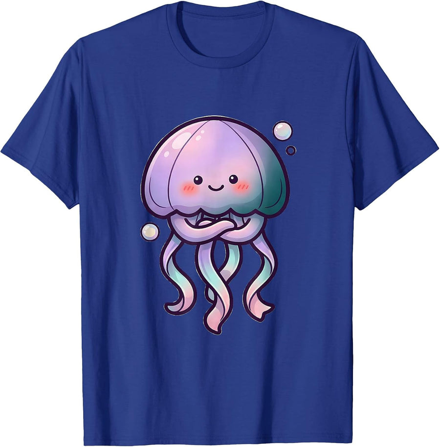 Cute Kawaii Jellyfish Pastel Sea Creature T-Shirt - Royal Blue