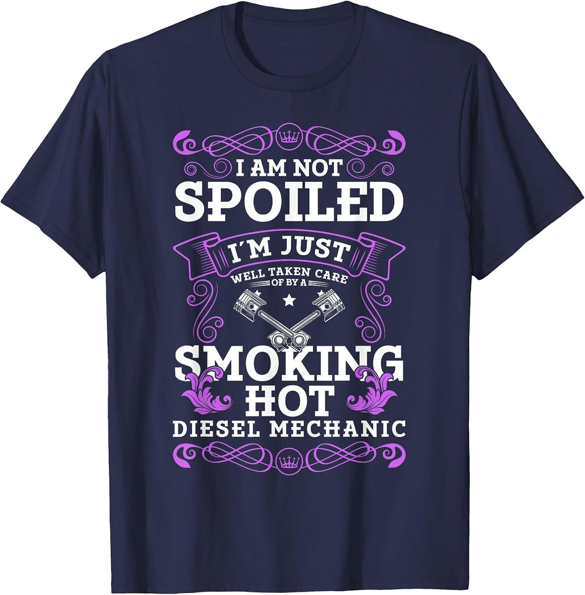 Diesel Mechanic Girlfriend Diesel Mechanic Woman T-Shirt - Navy Blue