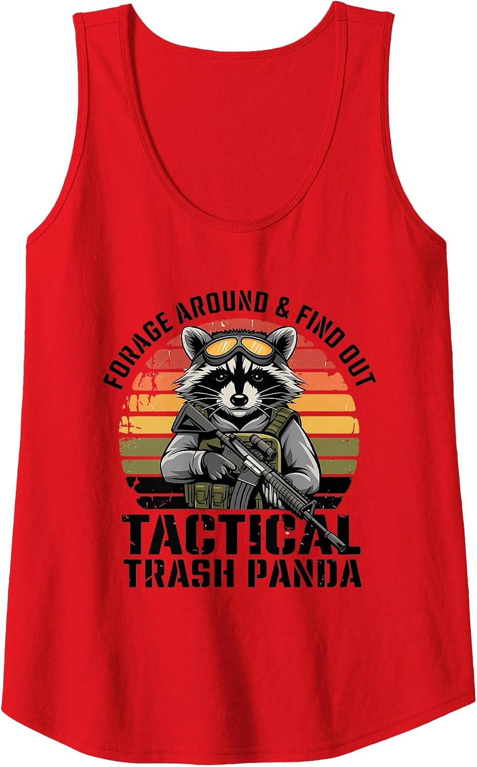 Forage Around & Find Out Tactical Trash Panda Funny Raccoon Tank Top - Red