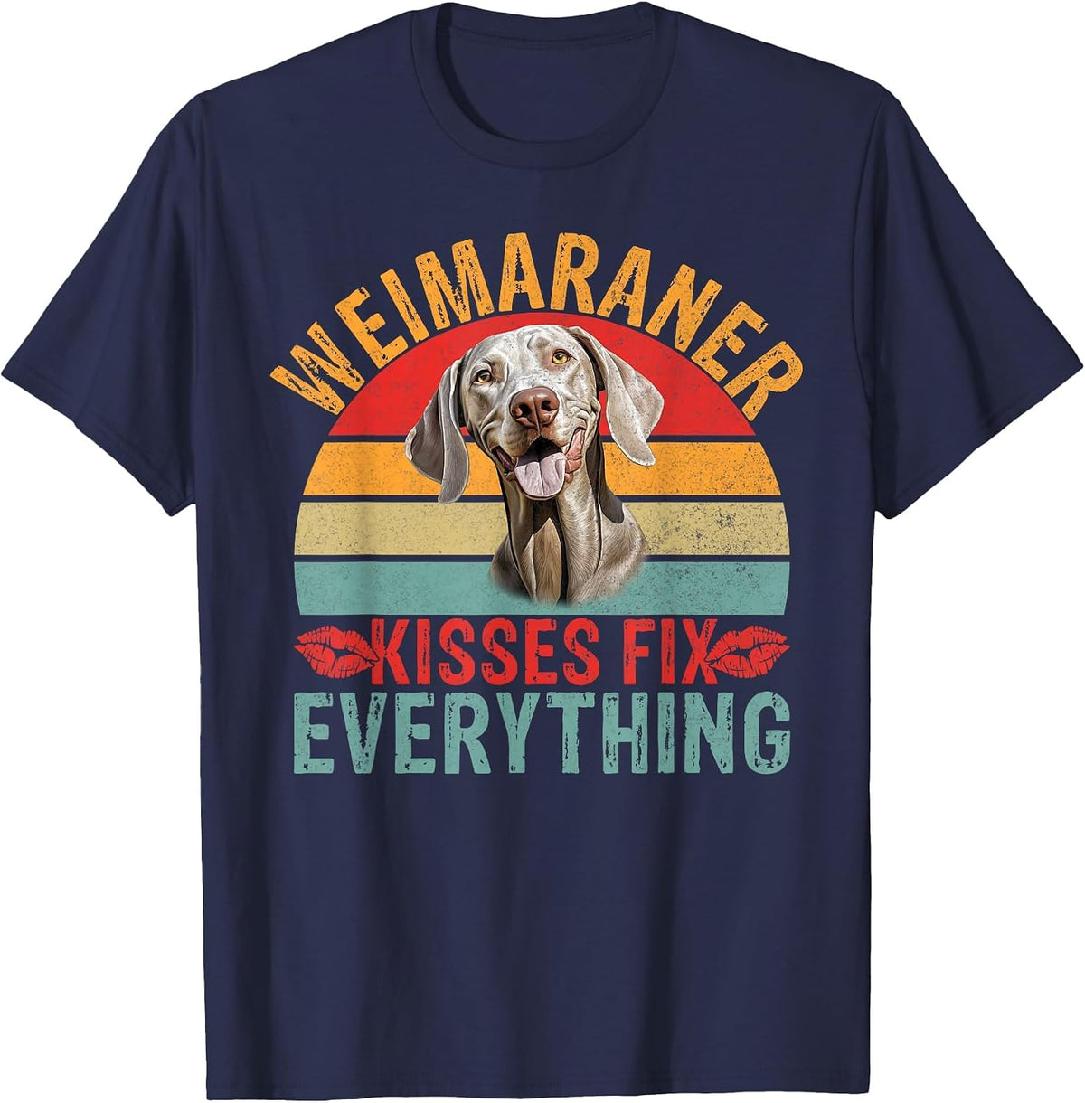 Weimaraner Kisses fix Everything Weimaraner T-Shirt - Navy Blue