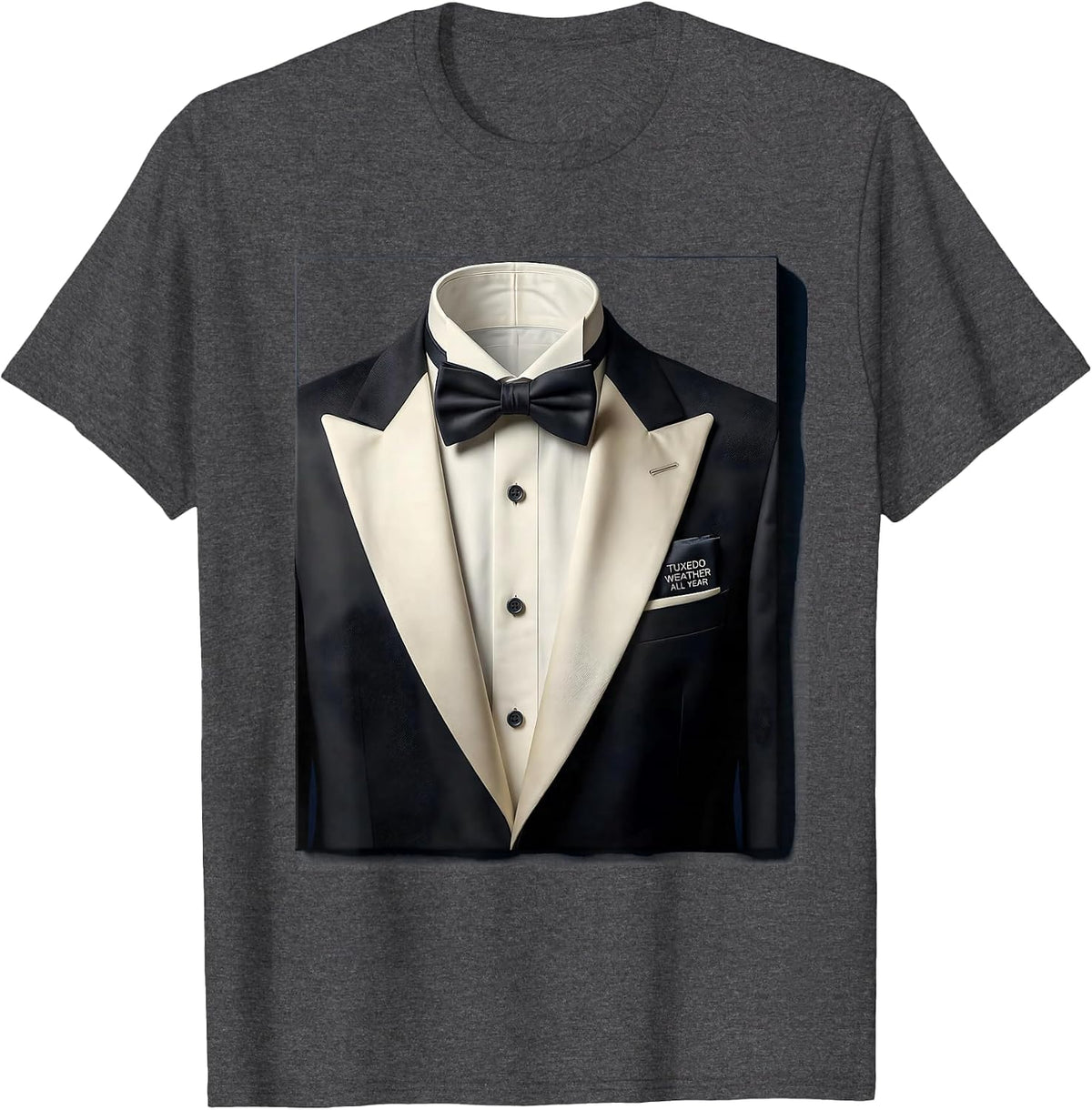Men's Tuxedo Weather All Year Formal Style Design T-Shirt - Dark Heather Grey