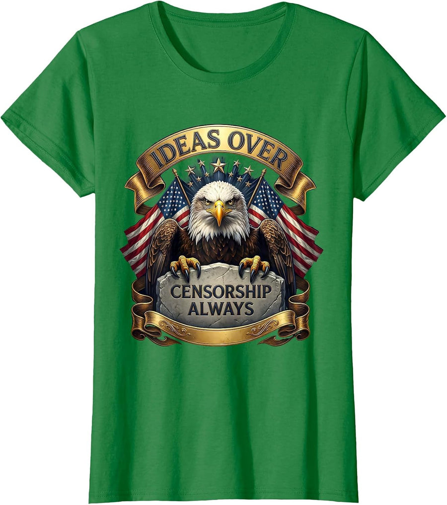 Women's Ideas Over Censorship Always Free Speech Design T-Shirt - Kelly Green