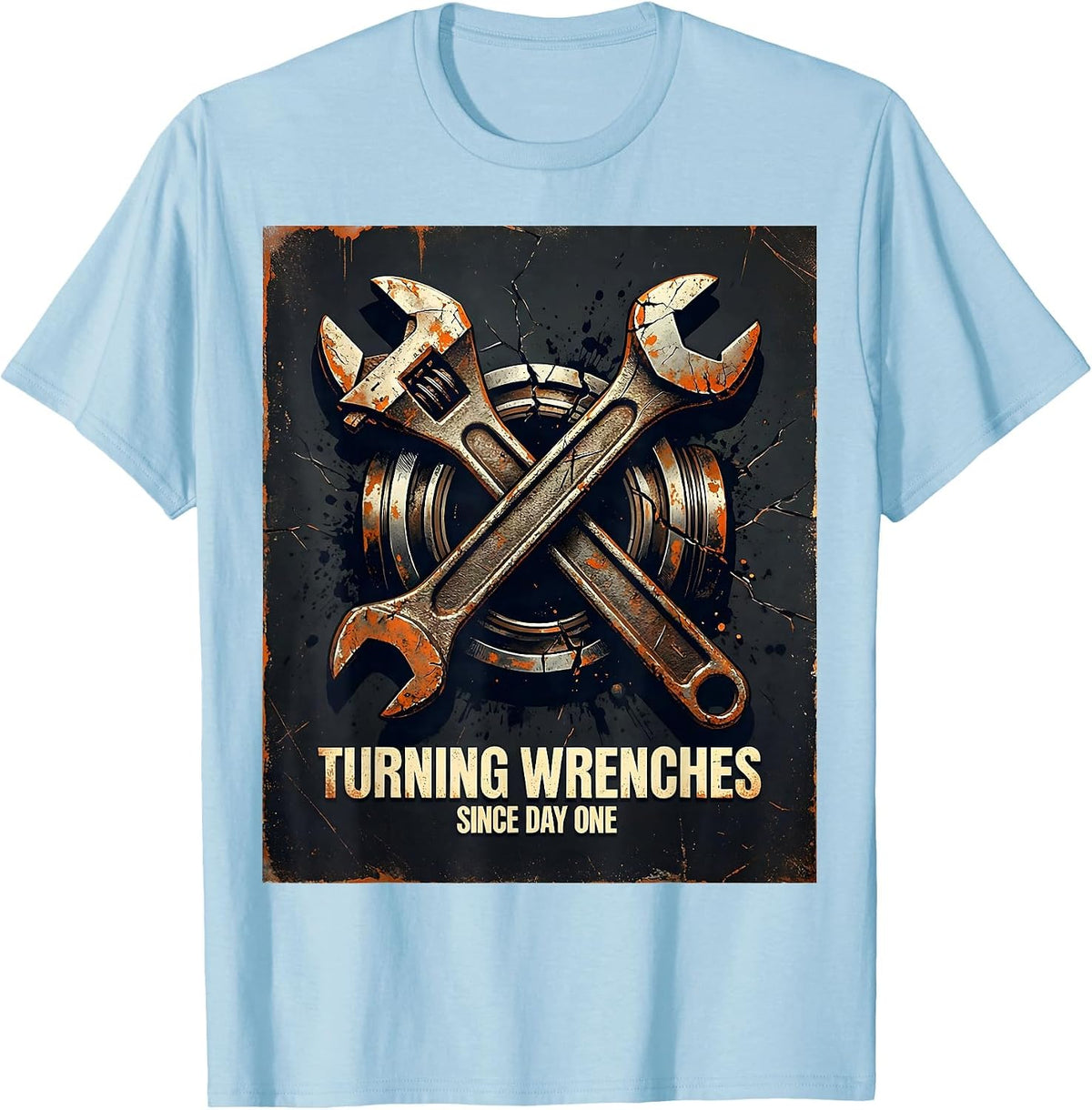 Men's Valley Forge Automotive Turning Wrenches Since Day One T-Shirt - Baby Blue