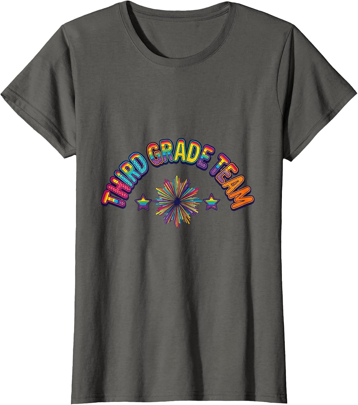 Women's Third Grade Team Colorful Back To School Teacher Student T-Shirt - Asphalt Grey