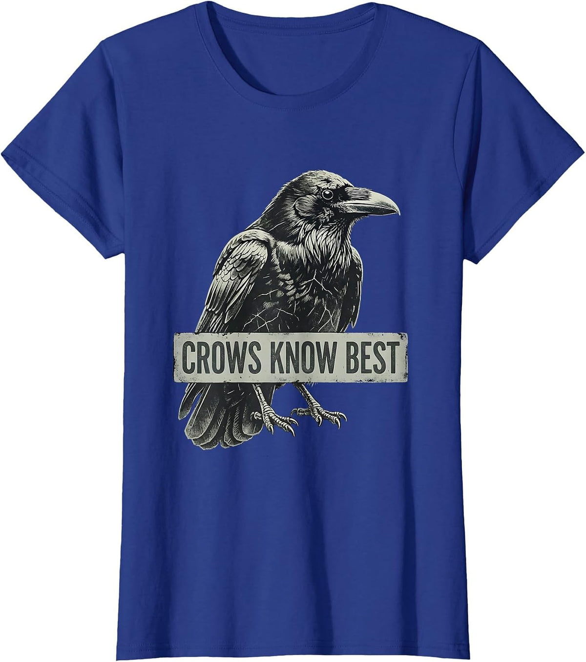 Women's Crows Know Best Bold Crow Graphic Design T-Shirt - Royal Blue