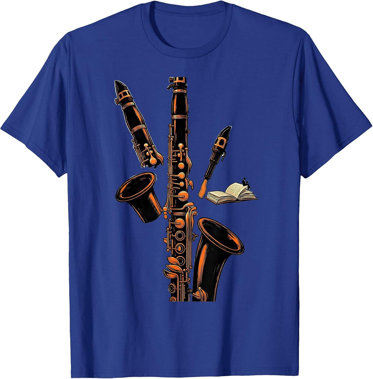 Exploded Clarinet Band Instrument Player Gift T-Shirt - Royal Blue