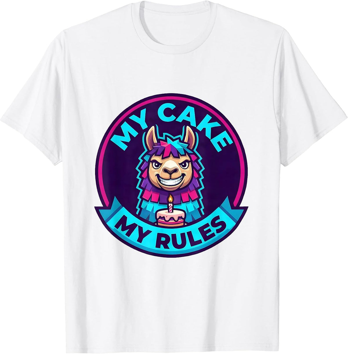 Men's My Cake My Rules Bruh Birthday Llama Piñata Gamer Meme T-Shirt - White