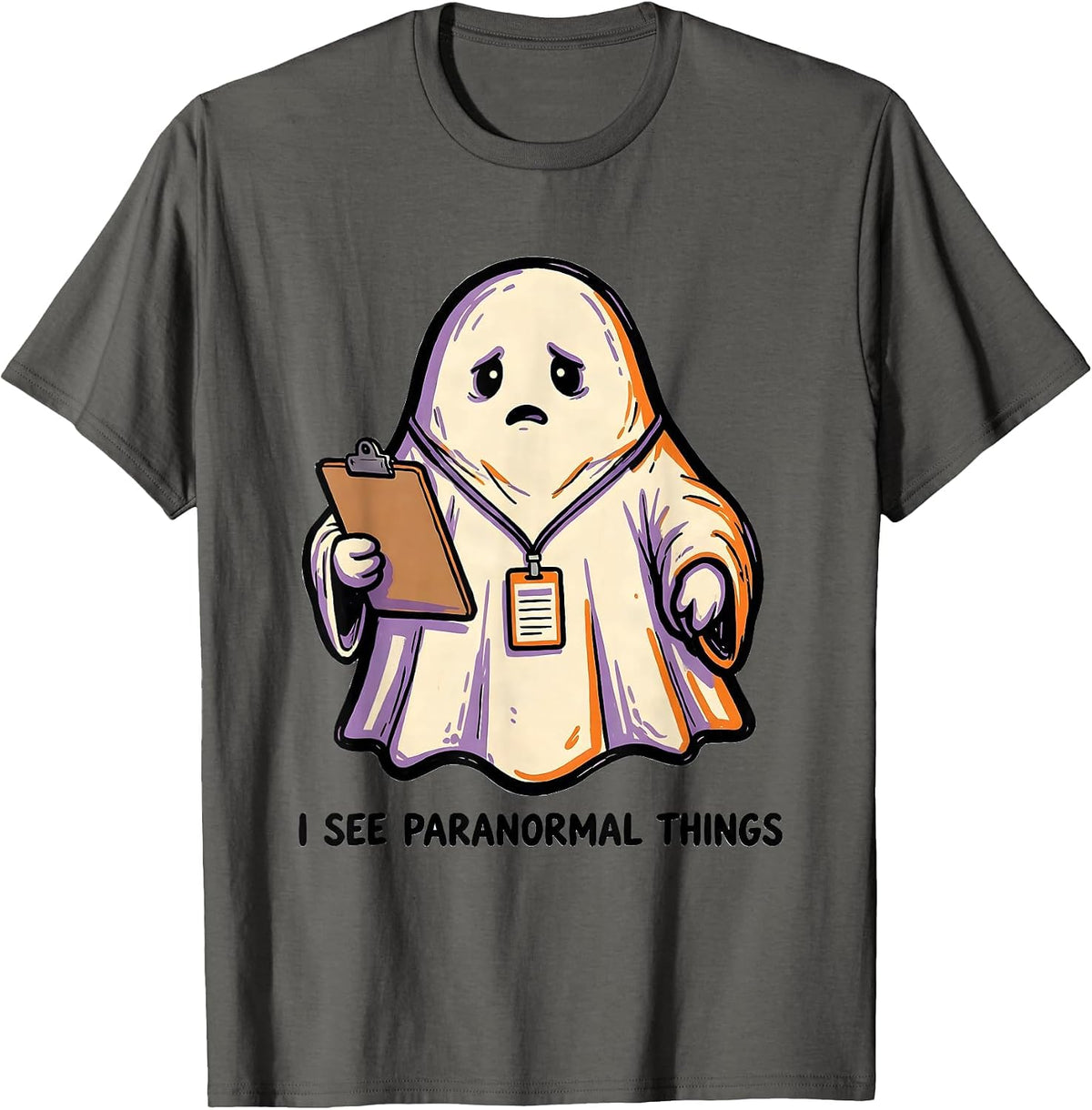 Men's I See Para Normal Things Funny Para Ghost Teacher Halloween T-Shirt - Asphalt Grey